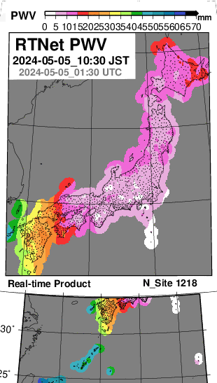 Precipitable Water Vapor in Japan